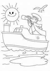 The Little Captain Looks Through Spyglass coloring page  Download sketch template