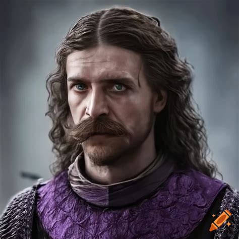 Game of thrones character in purple armor on Craiyon
