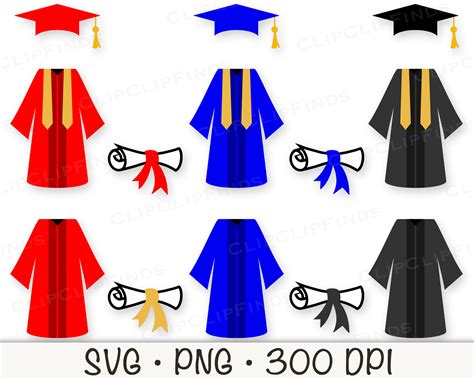 Graduation Cap Gown Certificate Diploma Red Blue Black - Etsy UK