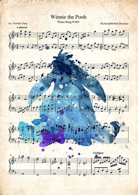 Winnie the Pooh Winnie the Pooh Sheet Music Poster Eeyore - Etsy