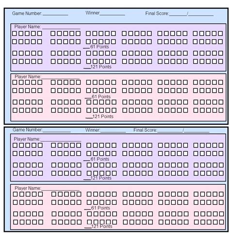 Design 85 of Cribbage Scoring Sheet Printable | indiatallestliving