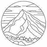Mountain View coloring Page mountain Free Printable Adult  sketch template