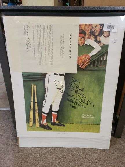 Norman Rockwell Print ("Gee thanks, Brooks!") Signed By Brooks Robinson ...