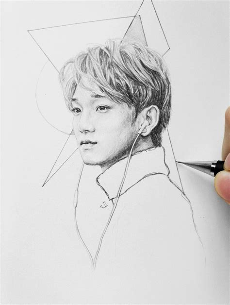 #Chen drawing Exo Drawing, Drawing Base, Exo Art, Exo Fan Art, Pencil Sketch Portrait, Pencil ...