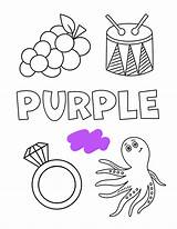 Purple Coloring Worksheets Color Preschool Pages Colors Worksheet  sketch template