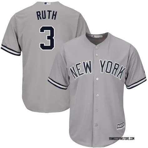 Babe Ruth New York Yankees Authentic Cool Base Road Majestic Jersey - Gray