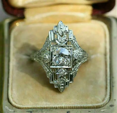 1920'S ART DECO 2.29 Carat Round Cut Lab-Created Diamond Vintage Rings ...