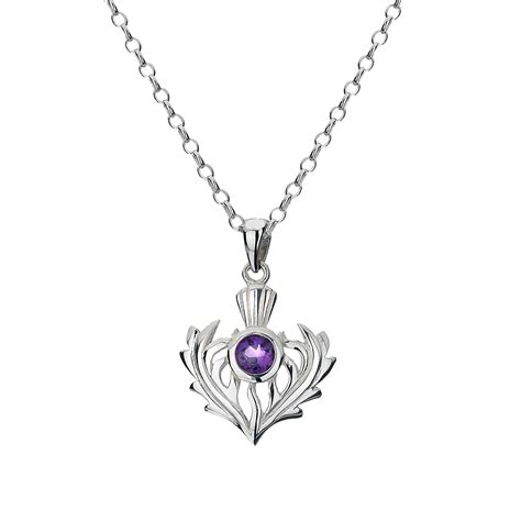 AMETHYST STERLING SILVER THISTLE PENDANT NECKLACE – Timeless Irish ...
