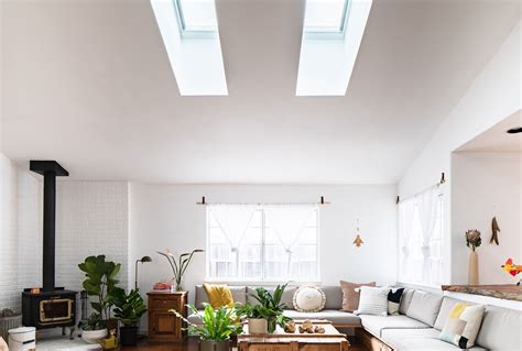 Skylights transform an open-plan living room