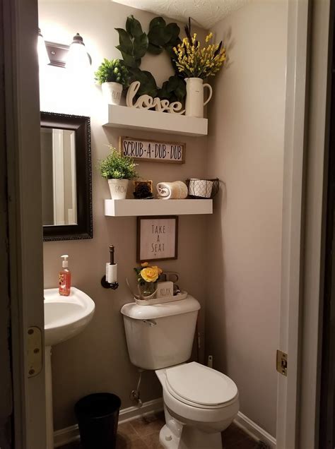 I need this wall decor in my bathroom. Bathroom Shelf Decor, Restroom Decor, Farmhouse Bathroom ...