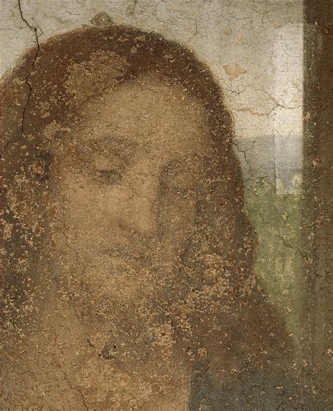 Jesus' head, detail from Leonardo's Last Supper,1498. After restoration ...