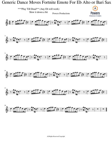 Generic Dance Moves Fortnite Emote For Eb Alto or Bari Sax Sheet music for Saxophone alto (Solo ...