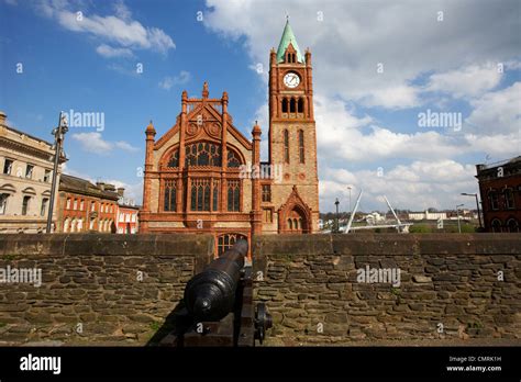 Derrys walls and the Guildhall Derry city county londonderry northern ...