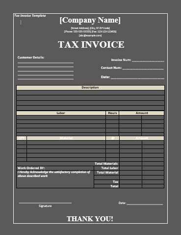 Tax Invoice Template | Free Word Templates