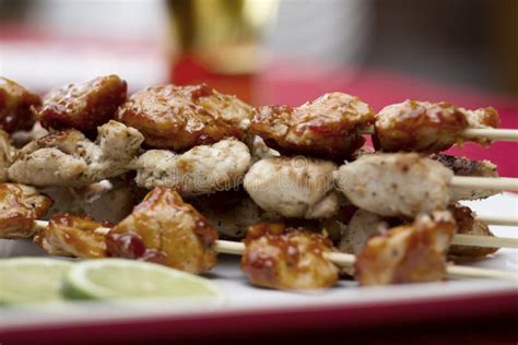 Chicken brochette on grill stock image. Image of chicken - 25337449