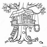 Cozy Treehouse With A Swing Coloring Page 12382 10199 sketch template