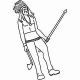 Indian Warrior With Spear And Tomahawk coloring Page  Download Print sketch template