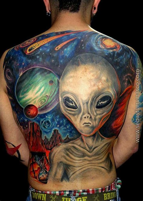 Space/alien | Cool arm tattoos, Alien tattoo, Japan tattoo design