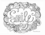 Smile Coloring Page With Doodled Flowers And Swirls sketch template