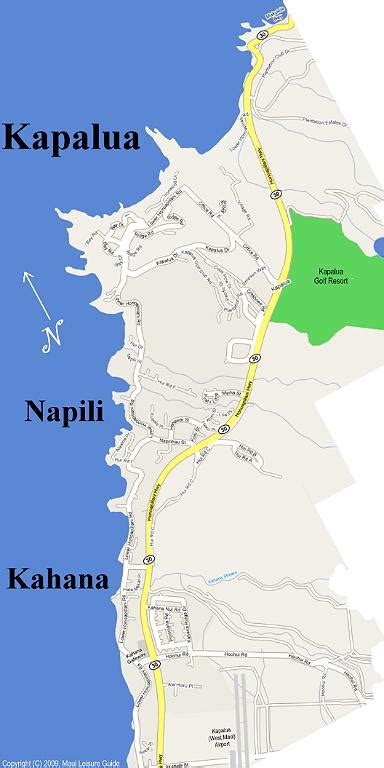 Kapalua Maui Map - Map of Kapalua, Including Napili and Kahana