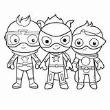 Flying Kid Superhero Coloring Page sketch template