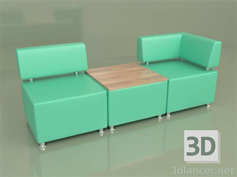 3d model Modular sofa Malta (Set 1, Green leather) | 68221 | 3dlancer.net