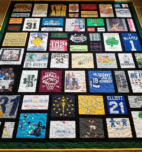 T-shirt quilt custom made. Mosaic tshirt quilt made from 20-50 t shirts graphics. DEPOSIT ONLY ...