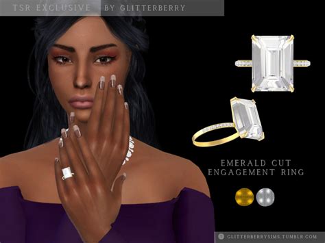 The Sims, Sims Cc, Wedding Rings Emerald Cut, Emerald Engagement Ring Cut, Sims 4 Wedding Dress ...