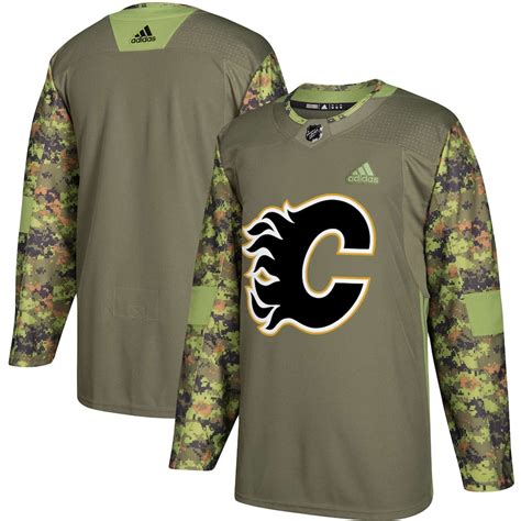 Men's Calgary Flames adidas Camo Authentic Practice - Jersey