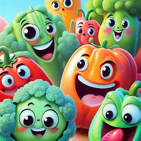 Premium AI Image | Cartoon vegetable characters collection