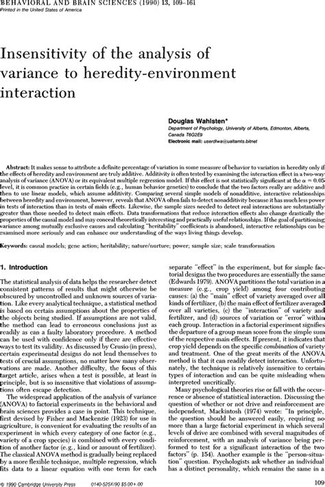 Heredity and environment: How important is the interaction? | Behavioral and Brain Sciences ...