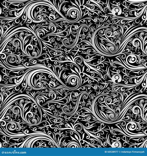 Wallpaper Abstract Batik Black White Swirl Stock Photo - Image: 60538977