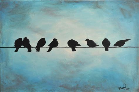 Birds On A Wire Acrylic Painting | Etsy | Birds painting, Silhouette ...