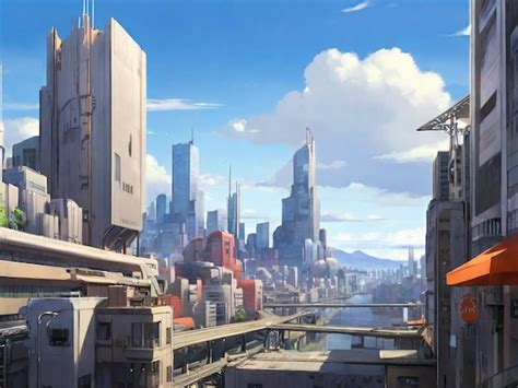 Premium Photo | Landscape of a futuristic city in anime style ...