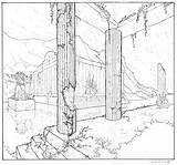 One Point Perspective Drawing Sketch Coloring Page sketch template