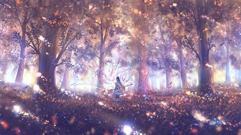 Forest, Anime Girl, Outdoor, Wallpaper - Anime Girl In Night Forest ...