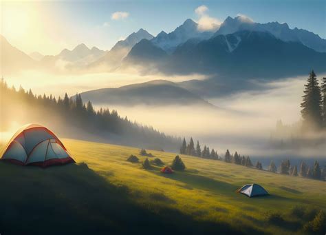 Nature tourism.Tent camping on the meadow in winter. generative ai 26666469 Stock Photo at Vecteezy