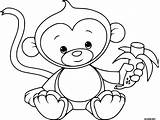 Little Monkey Eating A Banana Coloring Page Printable sketch template