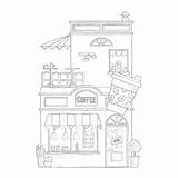Cafe Coloring Page sketch template