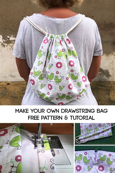 How to Make a Drawstring Bag - Miss Daisy Patterns | Drawstring bag pattern, Bag patterns to sew ...