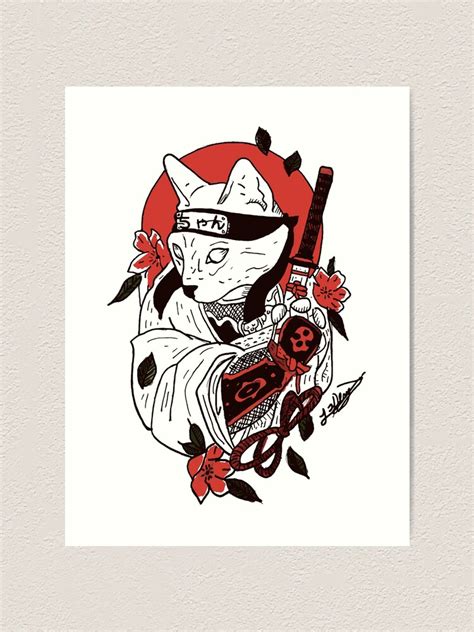 "Japanese Samurai Cat" Art Print by nextlevelpet | Redbubble