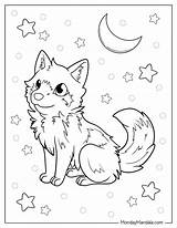 Kawaii Animals Coloring Pages Wolf sketch template