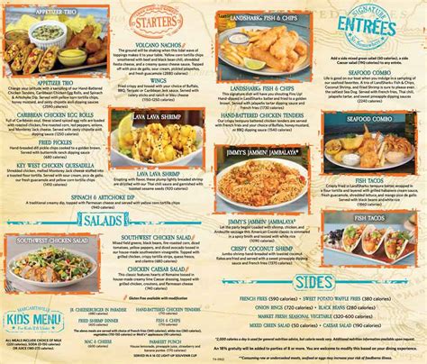 Menu for Margaritaville (3555 Las Vegas Blvd S Las Vegas NV, 89109)