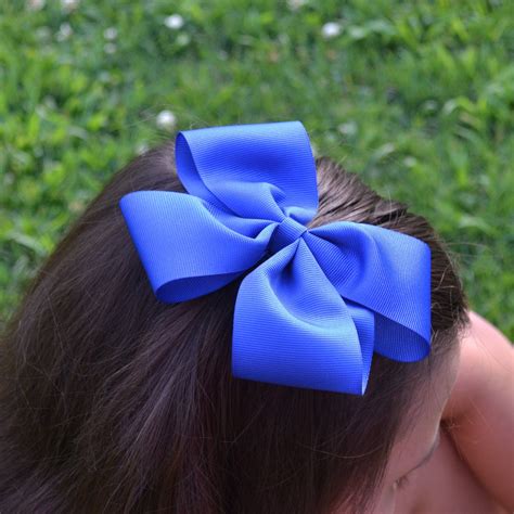 Blue Hair Bow - Royal Blue Hairbow - Boutique Bows - Cute Hair Clips - Big Solid Hair Bows ...