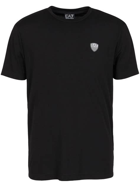 Ea7 Emporio Armani logo-patch crew-neck T-shirt | Black | FARFETCH