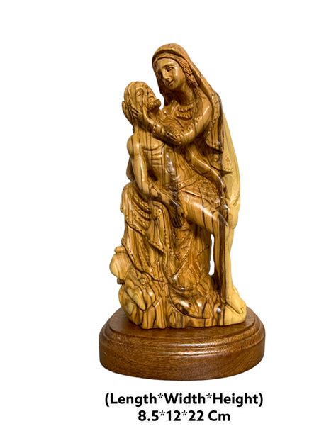 Hand-Carved Olive Wood Pieta Statue - Virgin Mary with Jesus from the ...