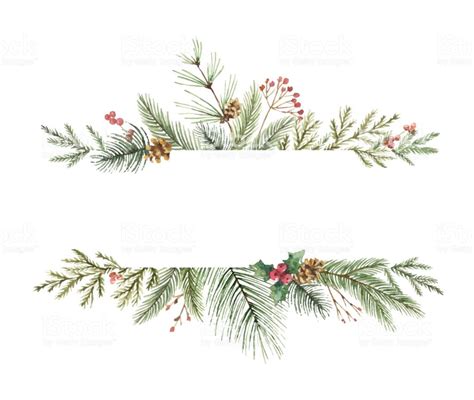 Watercolor vector Christmas banner with fir branches and place for ...