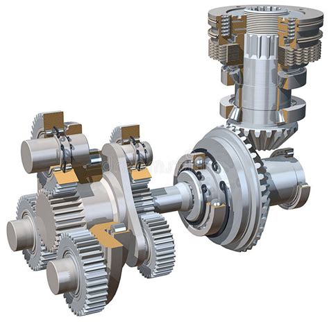 Drive Gears. 3D illustration of drive gears from right angled gearbox ...