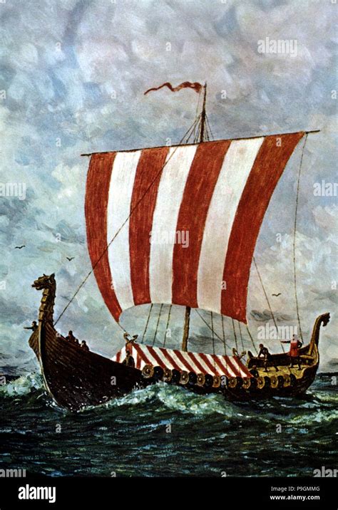 Viking ship, pictorial reconstruction Stock Photo - Alamy