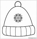 Hat Winter Coloring Pages Cap Clipart Template Stocking Printable  sketch template